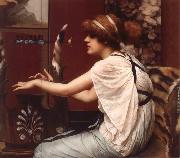 John William Godward The Muse Erato at Her Lyre oil painting